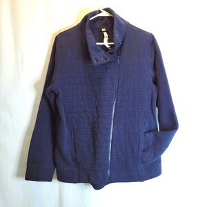 Lululemon Be True Women's Size 12 Fleece Jacket Blue Asymmetric Zip Up Cowl Neck